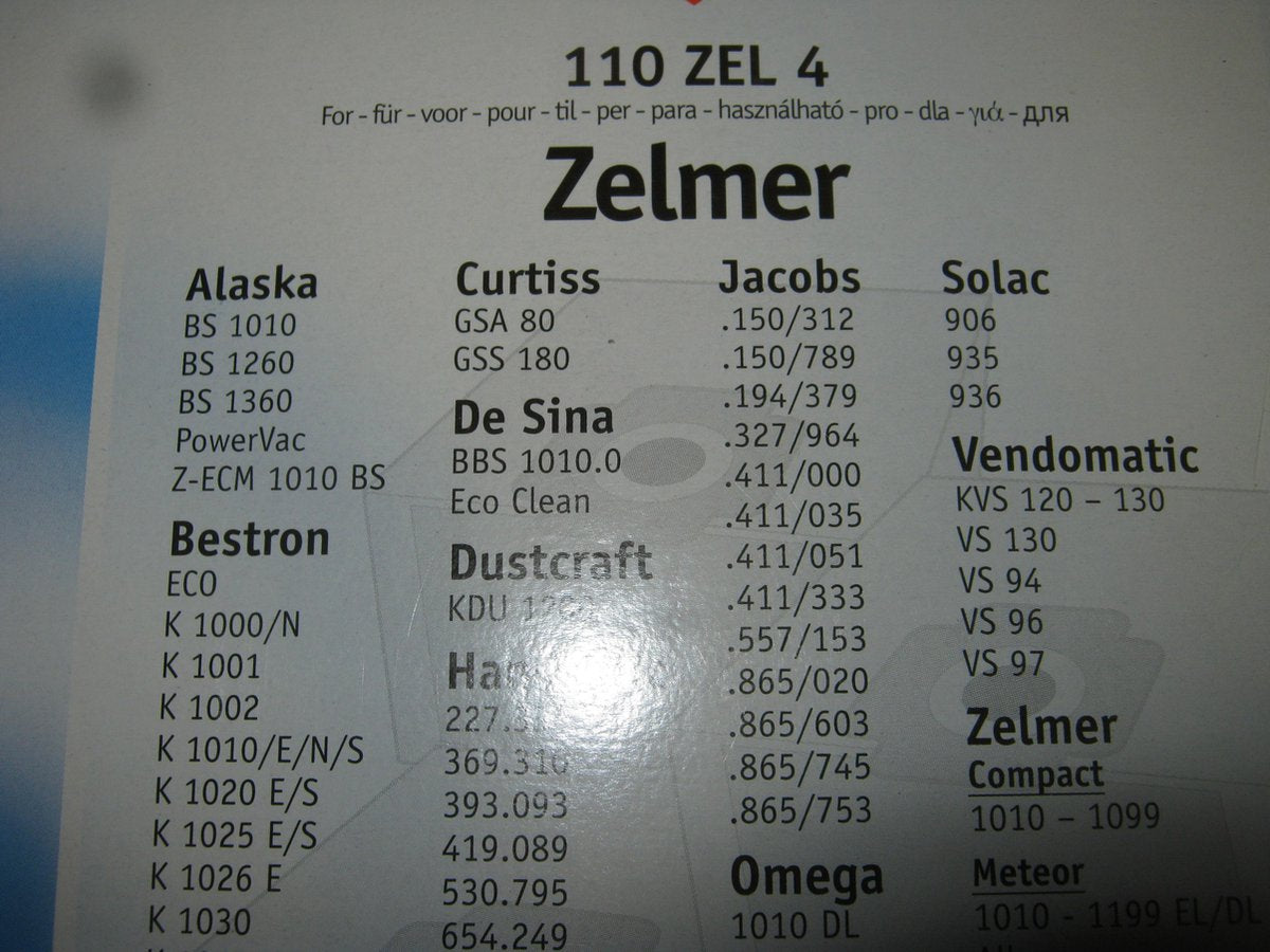 Alaska Bestron Zelmer stofzuigerzakken 110zel4