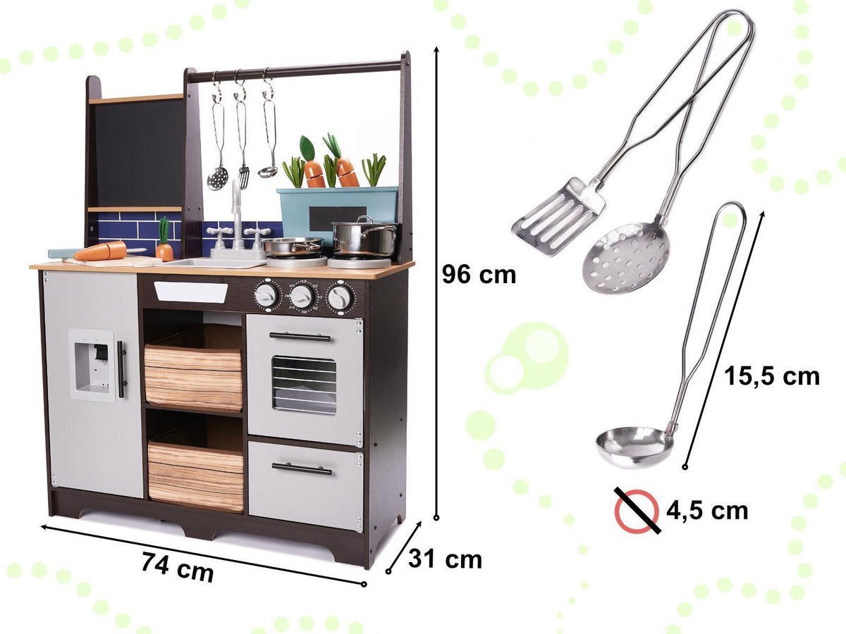 Houten kinderkeuken | Speelkeuken | Met pannenset en Speelgoed eten | Stijlvol