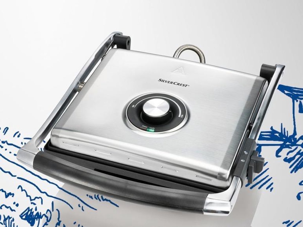SILVERCREST ® Contactgrill 2000 W  Temperatuurbereik: ca. 60-200 °C  geschikt voor grillen van vlees