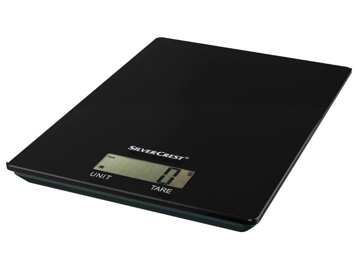 SILVERCREST® Keukenweegschaal  - Zwart - Deze weegschaal in leuk design is onmisbaar in de keuken - Nauwkeurigheid: tot 5 kg op de gram nauwkeurig wegen