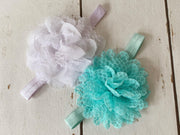 MixG  | 2 Haarbandjes - bloemen | Mintgroen en Wit