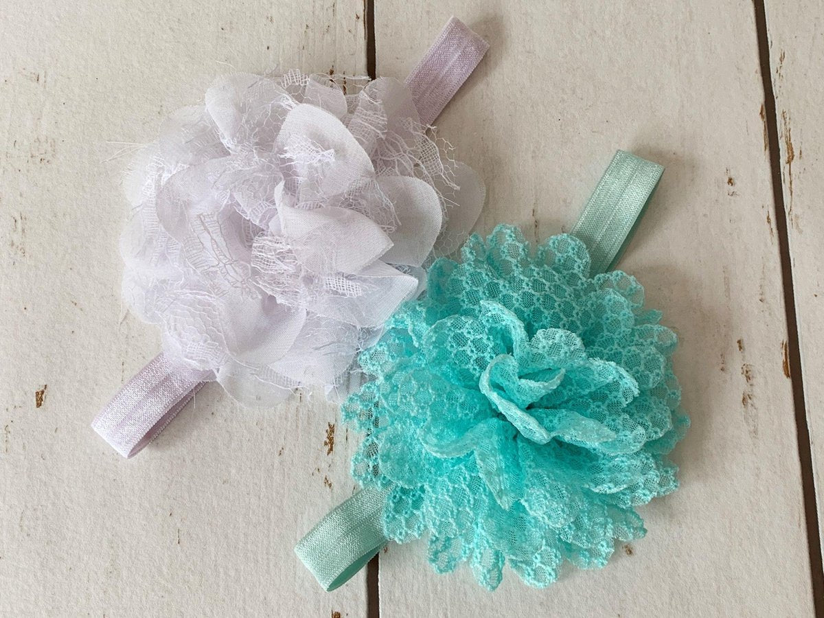 MixG  | 2 Haarbandjes - bloemen | Mintgroen en Wit