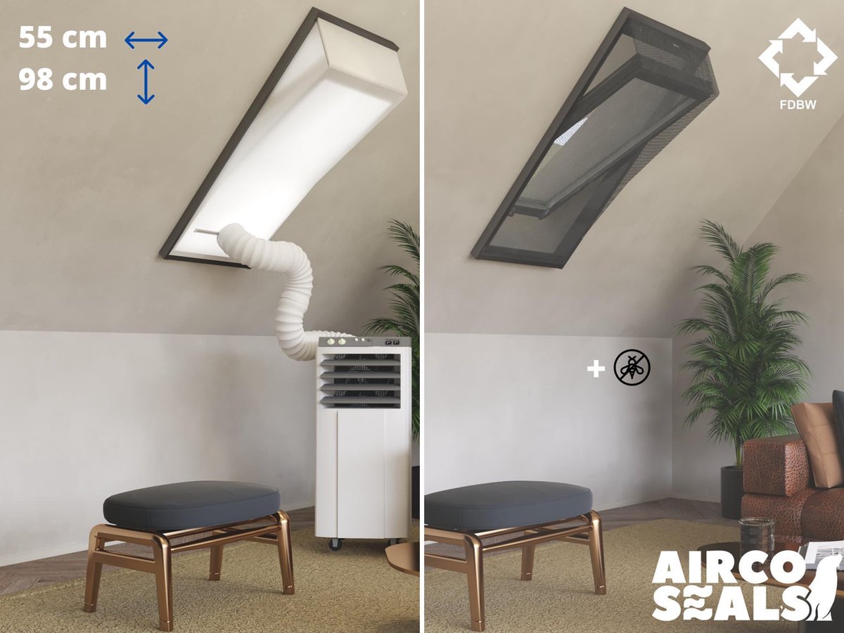Raamafdichtingskit Mobiele Airco - Met Hor – 55 x 98 cm Velux CK04 Dakraam | Fakro/Optilight 02 | LuXtra C4A - Airco Slang Afsluiten – Tuimelvenster - Dakraam Afdichting