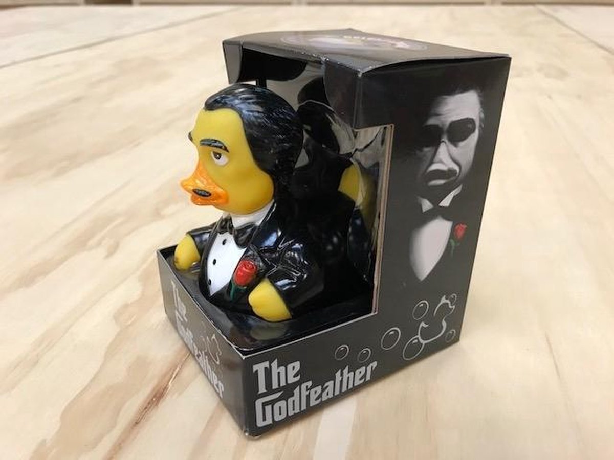 CELEBRIDUCKS 'THE GODFEATHER'     I MAKE YOU AN OFFER YOU CANT REFUSE….    Badeendje 11 cm Bekendste badeendjes merk uit USA