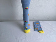 Verjaardag cadeau - Koe sokken - Koe print sokken - 1 Paar katoenen sokken - Aparte sokken - Leuke sokken - Vrolijke sokken - Kleur licht blauw - Maat 36-41