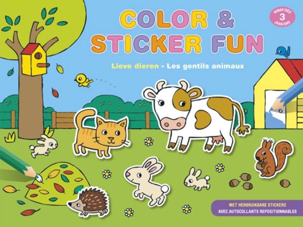 Deltas Kleur- En Stickerboek Color & Sticker Fun: Lieve Dieren