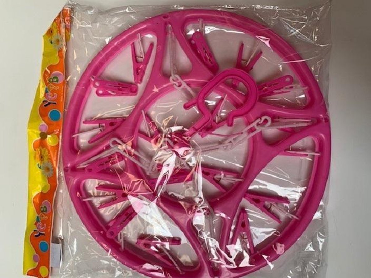 Droogcarrousel met 16 knijpers 30cm in roze