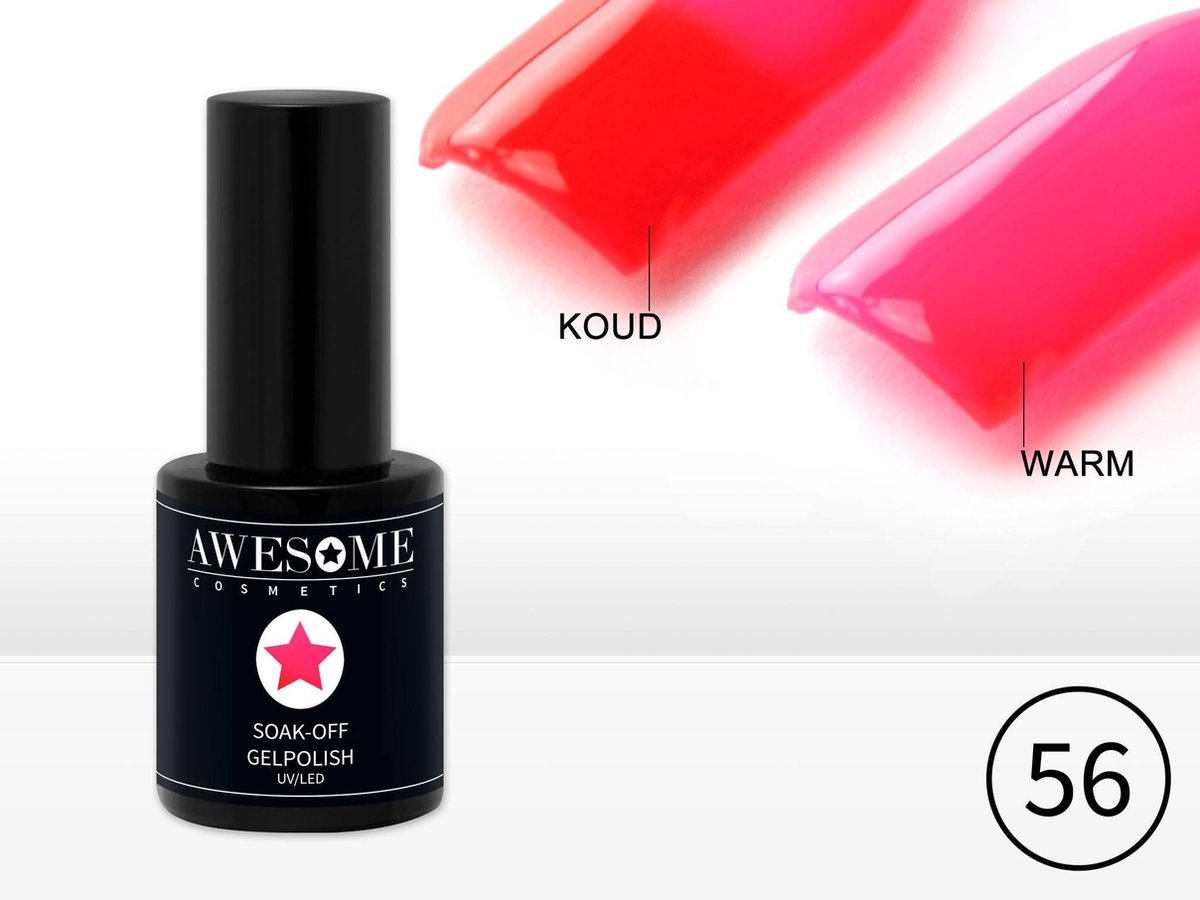Awesome #56 Thermo Gelpolish Rood - Roze - Thermo Gellak - Thermo Gel nagellak - UV & LED