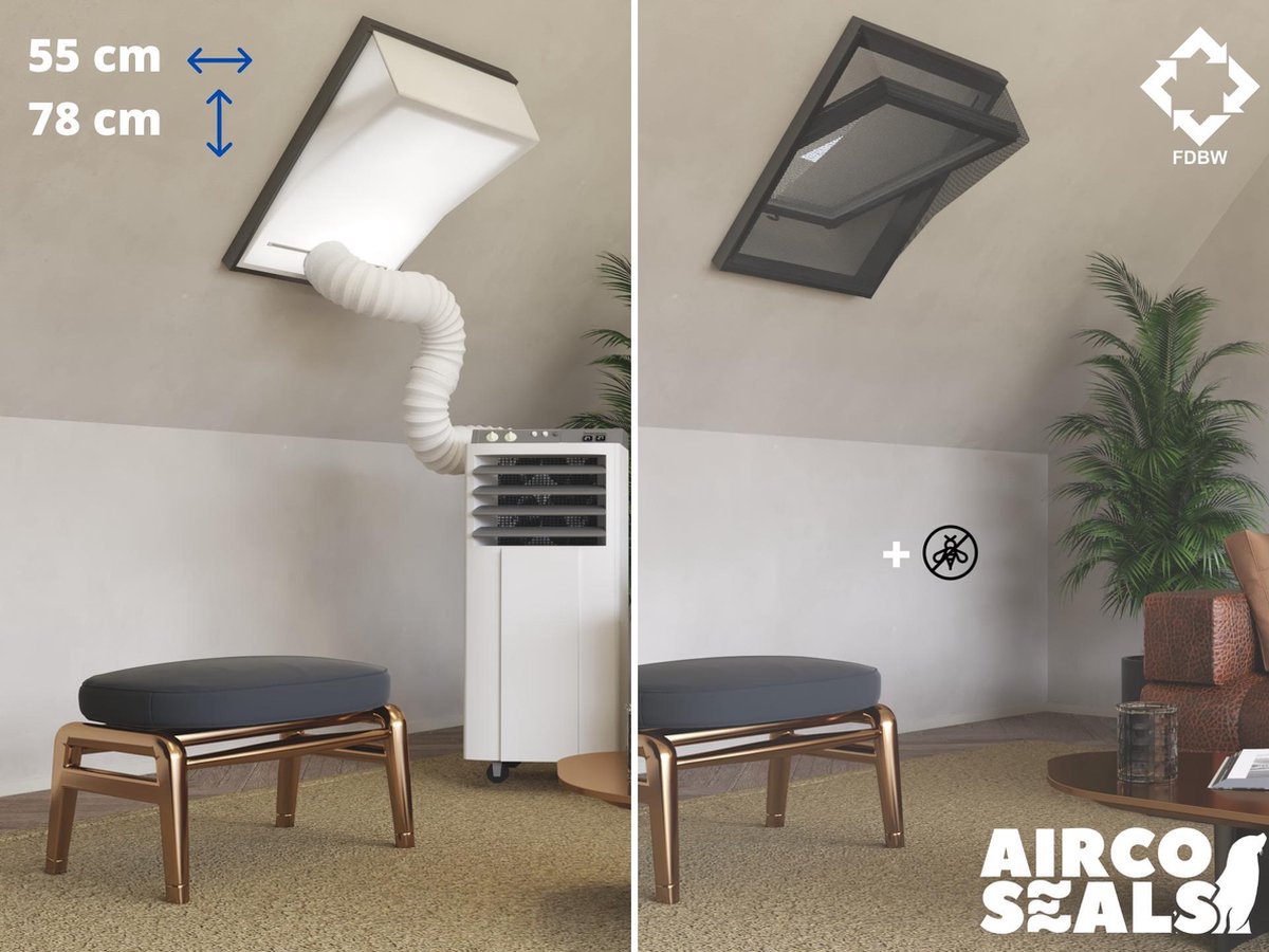 Raamafdichtingskit Mobiele Airco - Met Hor – 55 x 78 cm Velux CK02 Dakraam | Fakro/Optilight 01 | LuXtra C2A - Airco Slang Afsluiten – Tuimelvenster - Dakraam Afdichting