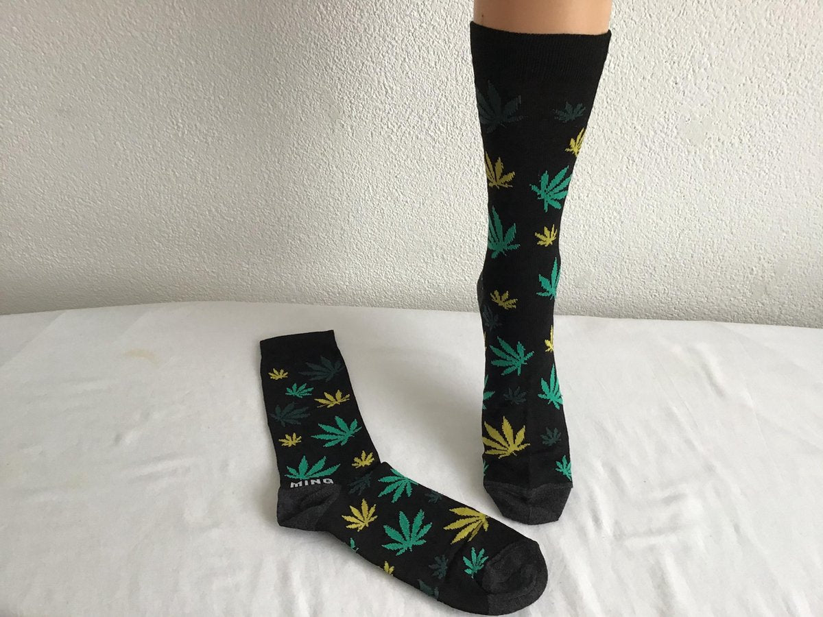 Verjaardag cadeau - Wiet sokken - Wiet print sokken - Cannabis sokken - Marihuana sokken - Leuke sokken - Aparte sokken - Vrolijke sokken - 3 Paar katoenen sokken - Maat 36-41