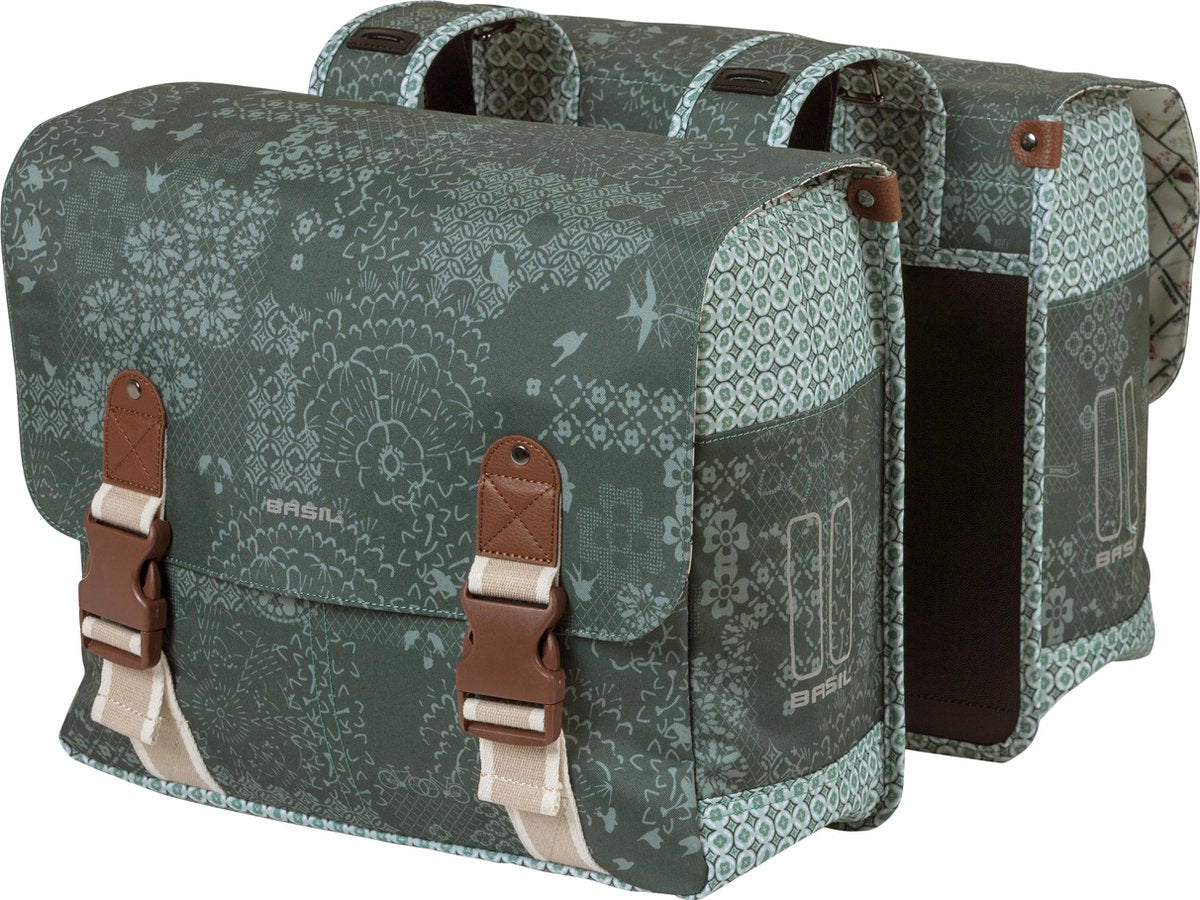 Basil Bohème Dubbele fietstas - Groen - 35 Liter