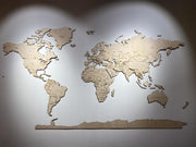 Lay3rD Lasercut - Houten Wereldkaart - Berk - Individuele stukken - 6mm - 220cm x 110cm