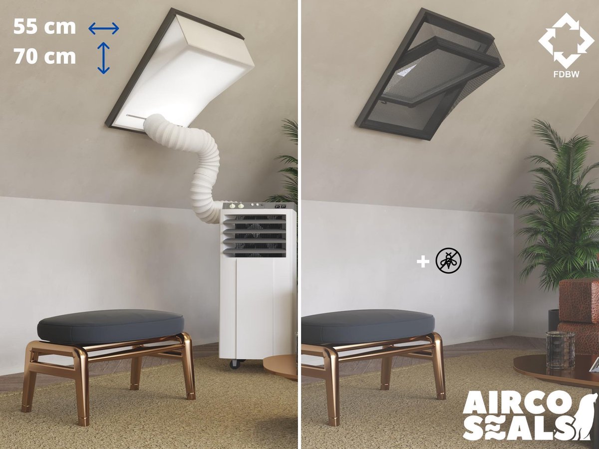 Raamafdichtingskit Mobiele Airco - Met Hor – 55 x 70 cm Velux CK01 Dakraam - Airco Slang Afsluiten – Velux Tuimelvenster Oplossing - Dakraam Afdichting