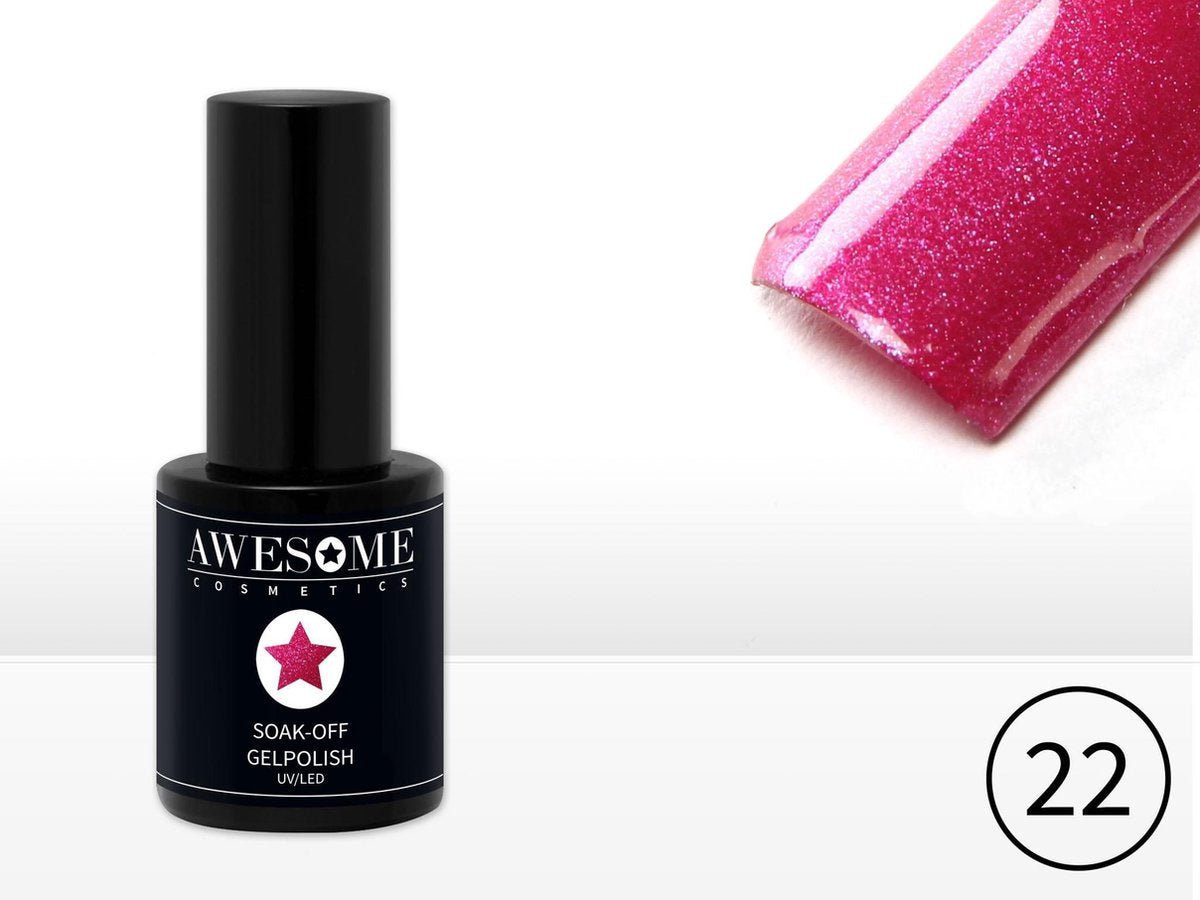 Awesome #22 Fuchsia met fijne glitter Gelpolish - Gellak - Gel nagellak - UV & LED