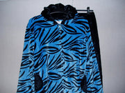 Huispak tijgerprint capuchon zakken lange rits blauw M