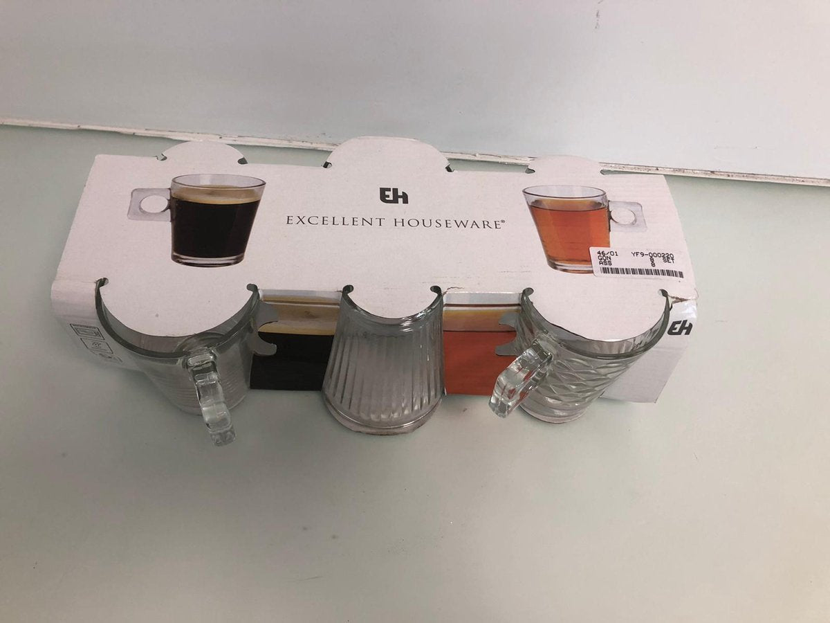 Mokken van glas ( set van 6 stuks)