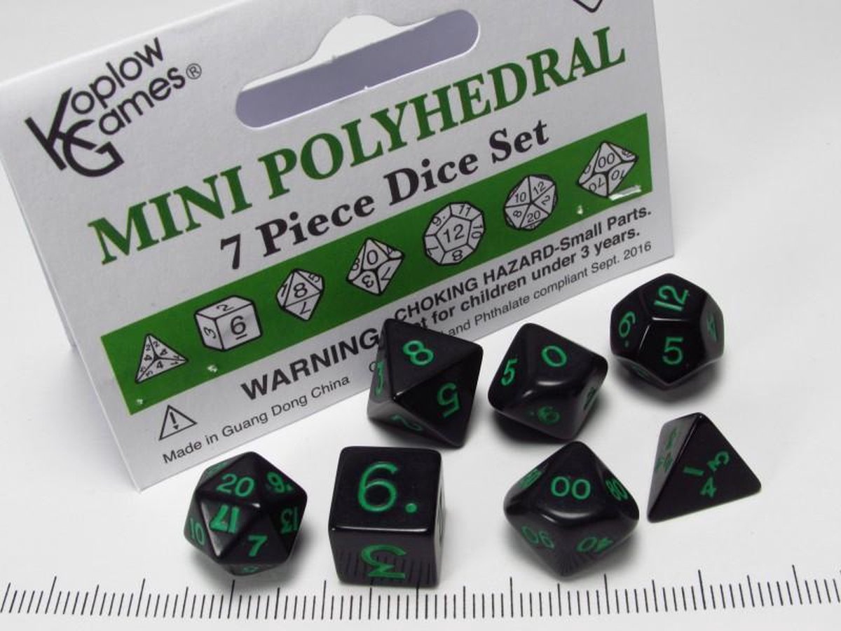 Mini Polydice set Zwart met groen