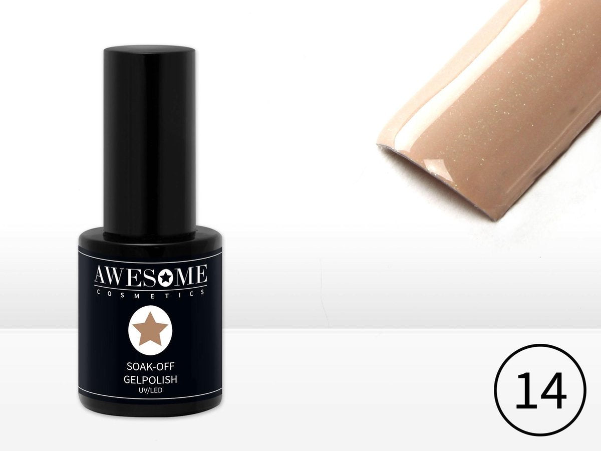 Awesome #14 Nude met heel fijne subtiele glitter Gelpolish - Gellak - Gel nagellak - UV & LED