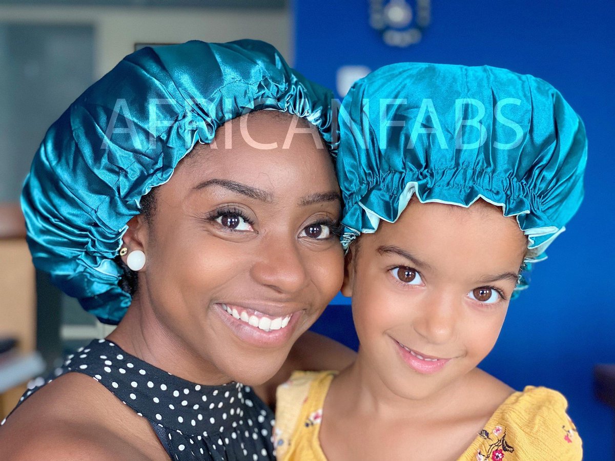 Afabs® Groene Satijnen Slaapmuts (Moeder + Dochter / Mommy & Me ) Kinder Hair Bonnet / Haar bonnet van Satijn / Satin bonnet
