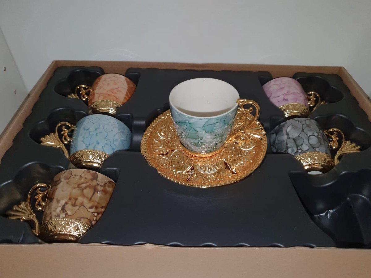 Koffieset 6 Stuks Gekleurd (goud)