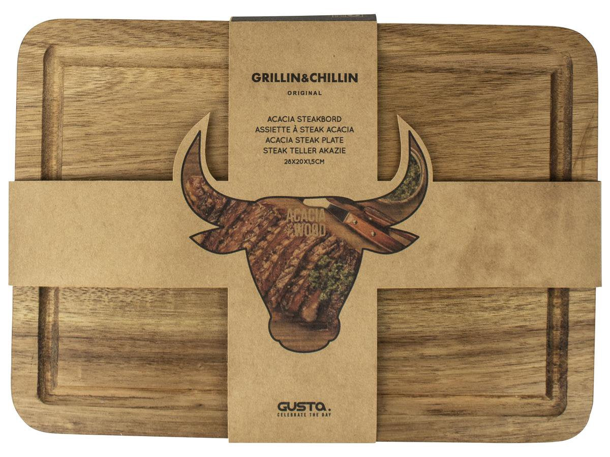Gusta BBQ acacia steakbord 2-delig - Grillin'& Chillin'