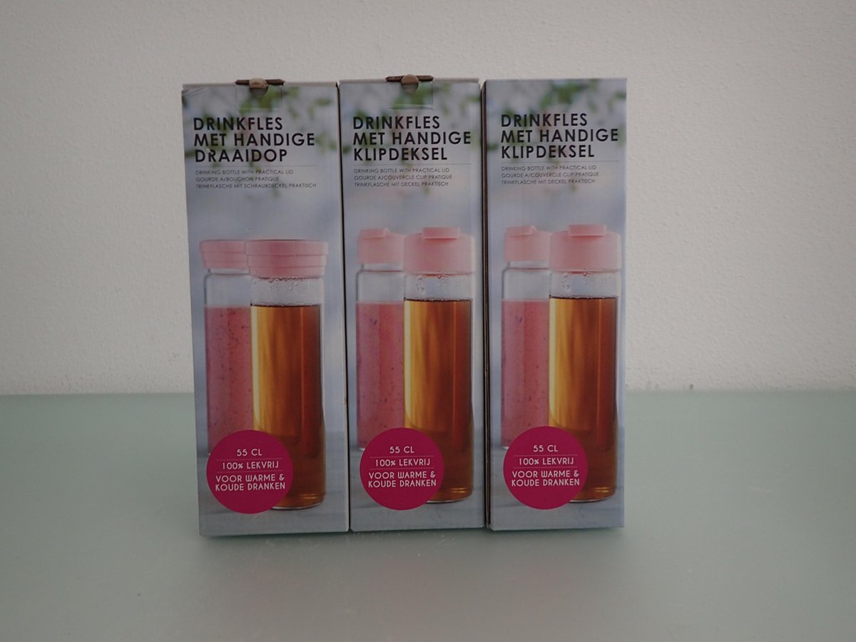 Waterfles set roze (3 stuks)