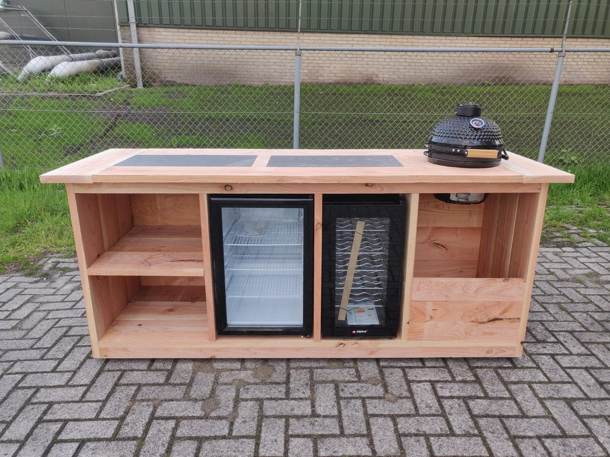 Buitenkeuken - "Amsterdam" -  Buitenkeukendeal - koelkast 68 liter - wijnkoelkast 50 liter - Douglas - kamado