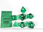 Chessex Translucent Green w/white polydice set