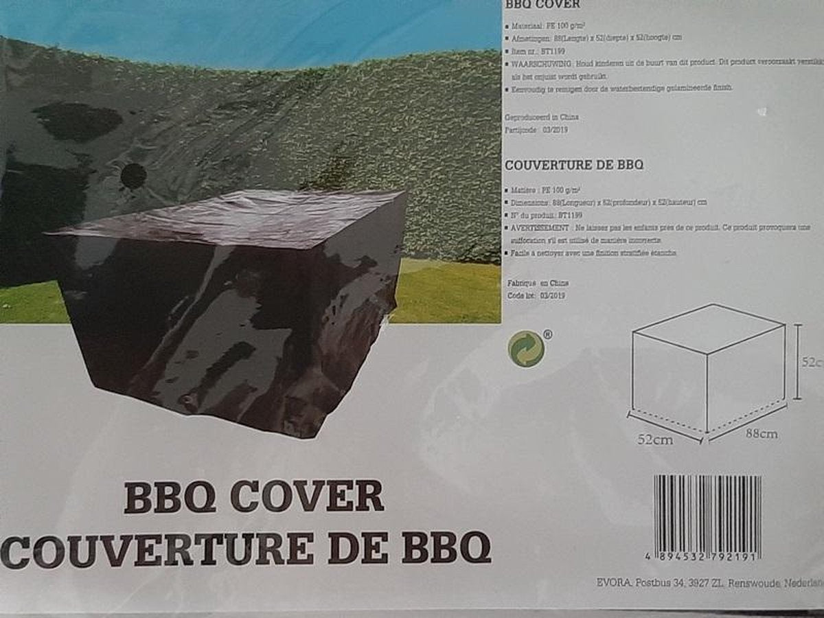 Hoes voor Barbeque - Zwart -  Vierkant - 88 x 52 x 52 cm