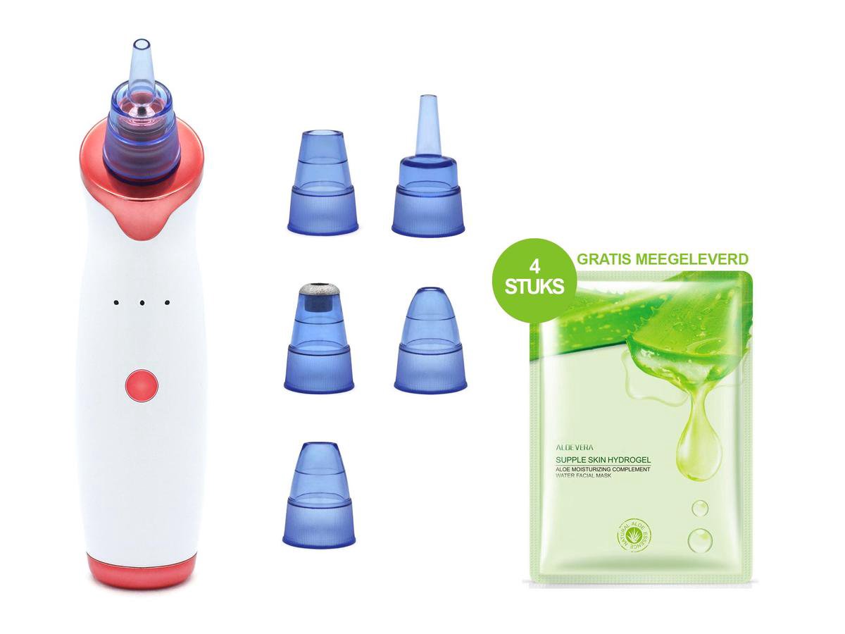 JAP Beauty - Blackhead remover-Pore suction cleaner met 5 opzetstukken - Inclusief aloe vera gezichtsmasker