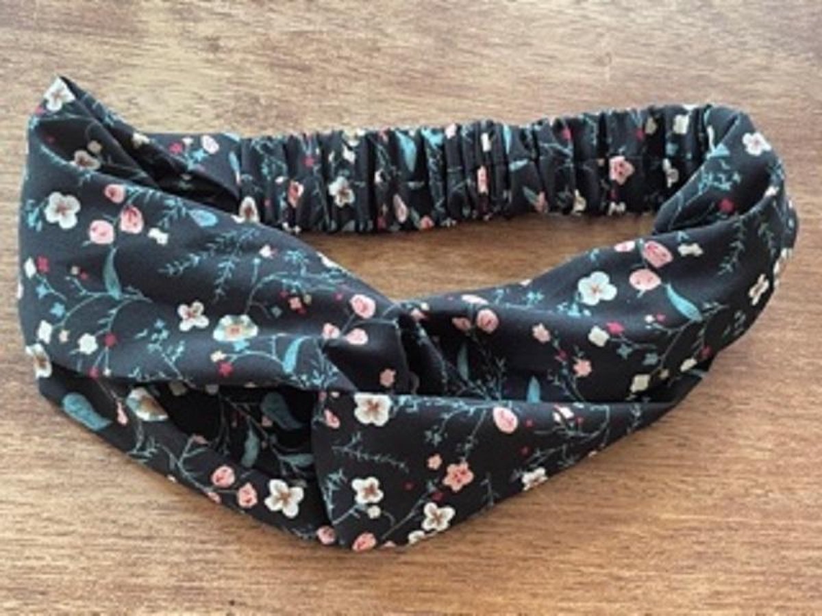 Sarlini Fashion Elastische haarband Bow | Flowers Zwart