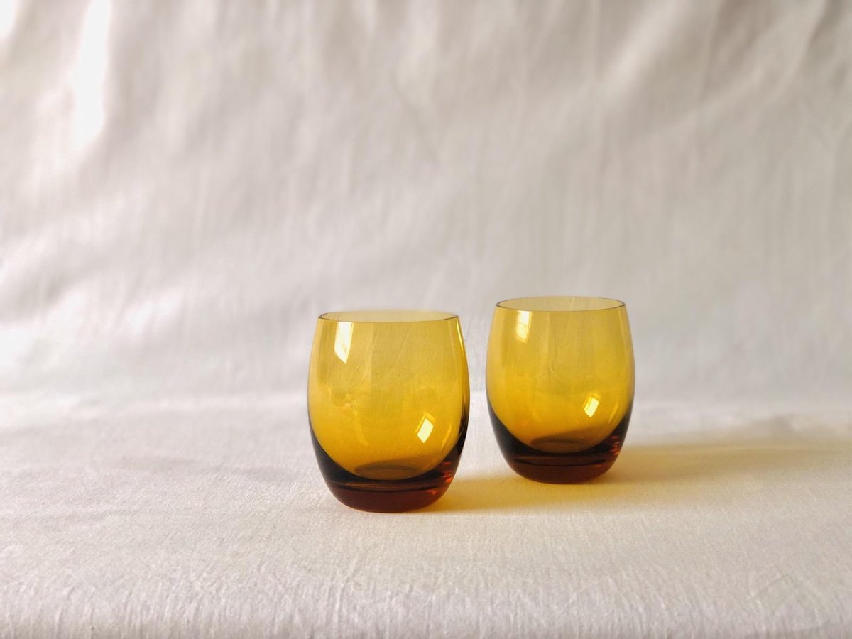 Kristallen Druppel waterglas/ Geel