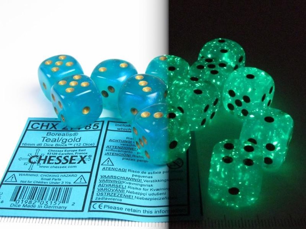 Set 12 6-zijdig Borealis Luminary Teal w/gold