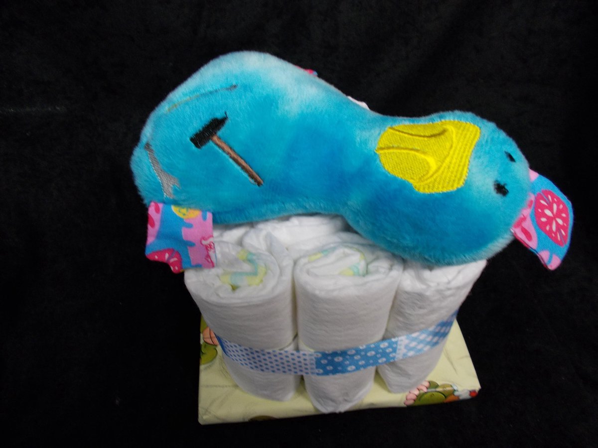 pampertaart / luiertaart Eendje Blauw bouwvakker