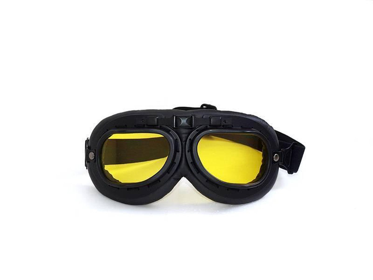 CRG zwarte motorbril - Geel glas