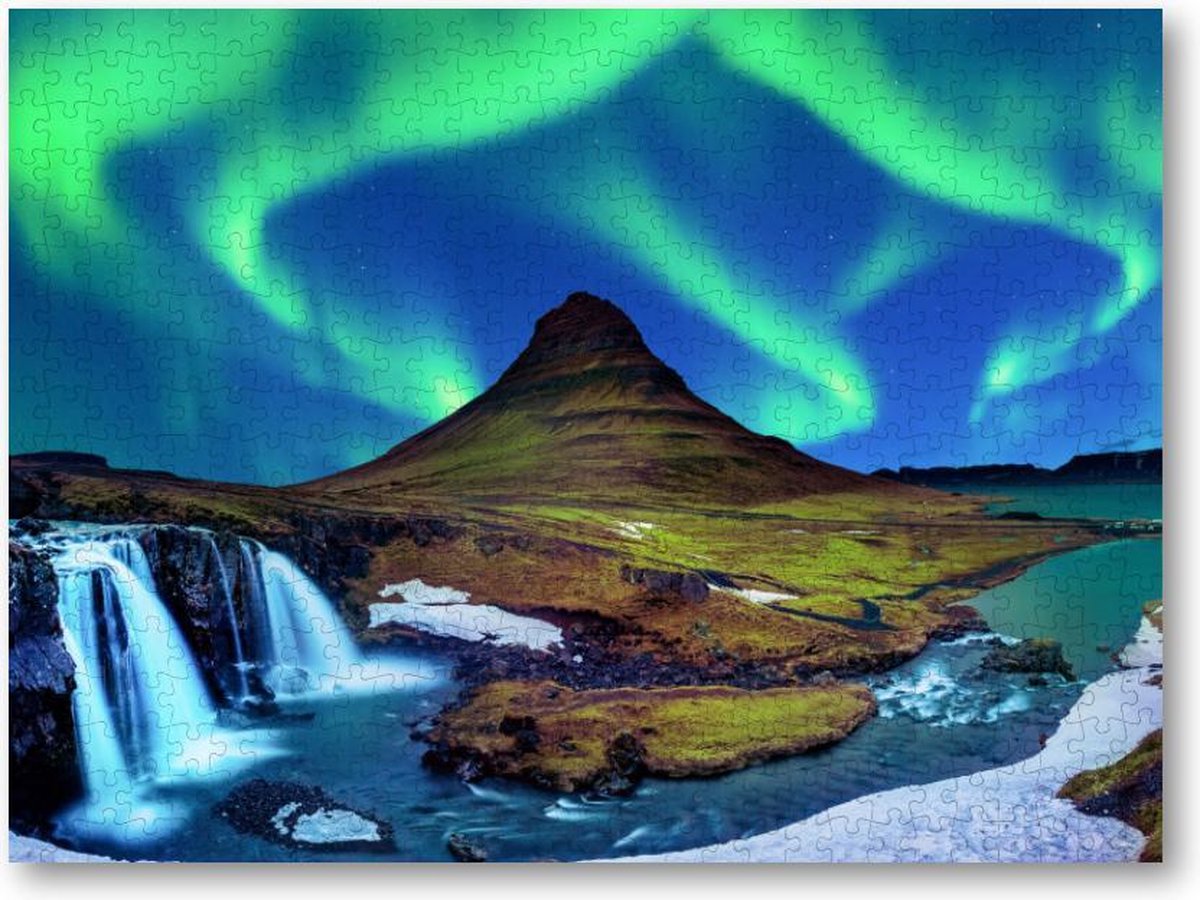 Noorderlicht - bij Kirkjufell in IJsland - 500 Stukjes puzzel voor volwassenen - Landschap - Sterren - Natuur