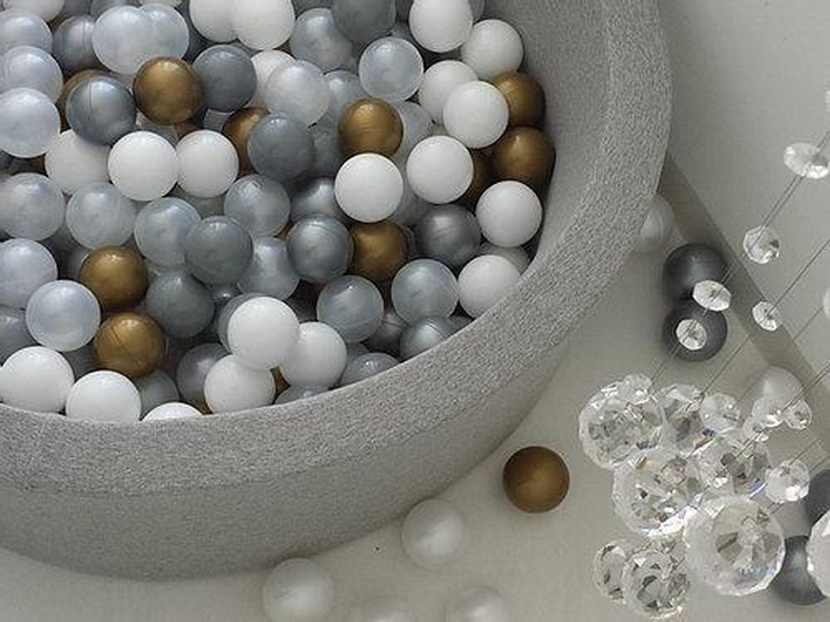 Ballenbad 90x40cm inclusief 200 ballen - Licht grijs: wit