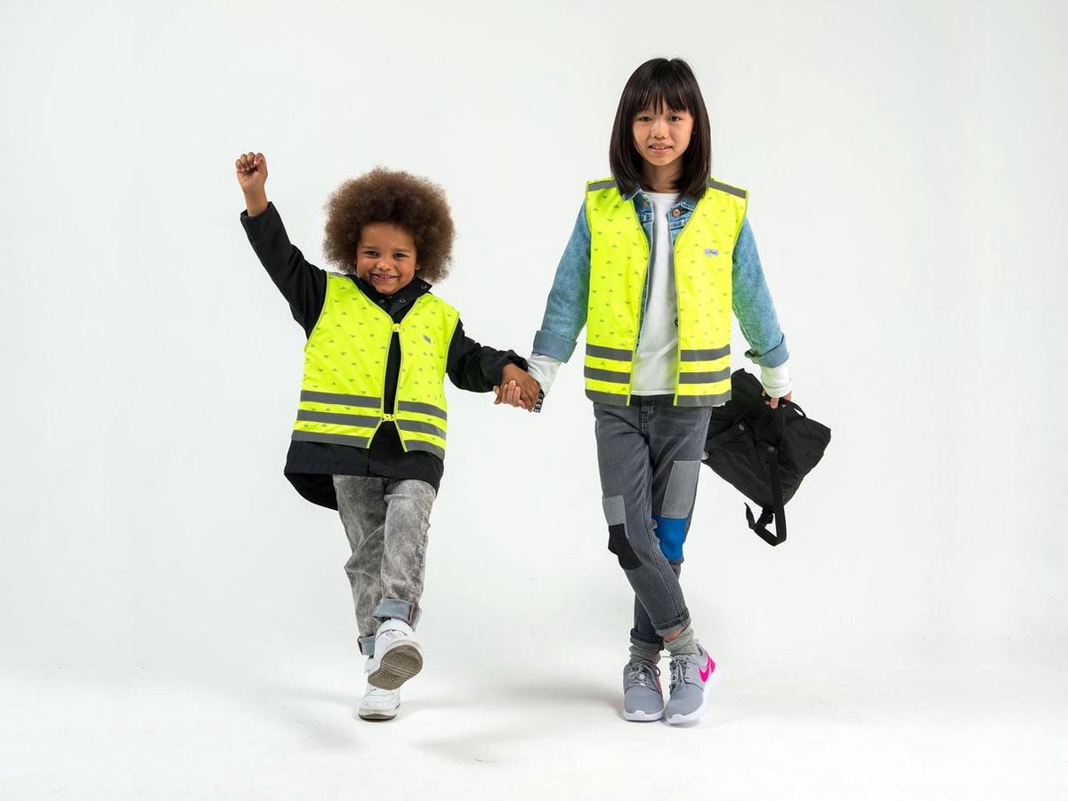 gofluo. Max Veiligheidshesje - Reflecterend hesje - Fluoriserend - Veiligheidsvest - Lichtgewicht - Reflectie jas - Zichtbaarheid in het donker - Veilig de weg op - Geel - 128