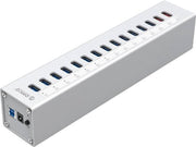 Orico - Aluminium multi USB 3.0 hub met 15 poorten en extra stroom adapter 13x USB 3.0 en 2X USB Charging - Zilver