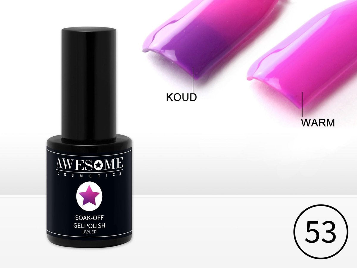 Awesome #53 Thermo Gelpolish Paars - Roze - Thermo Gellak - Thermo Gel nagellak - UV & LED