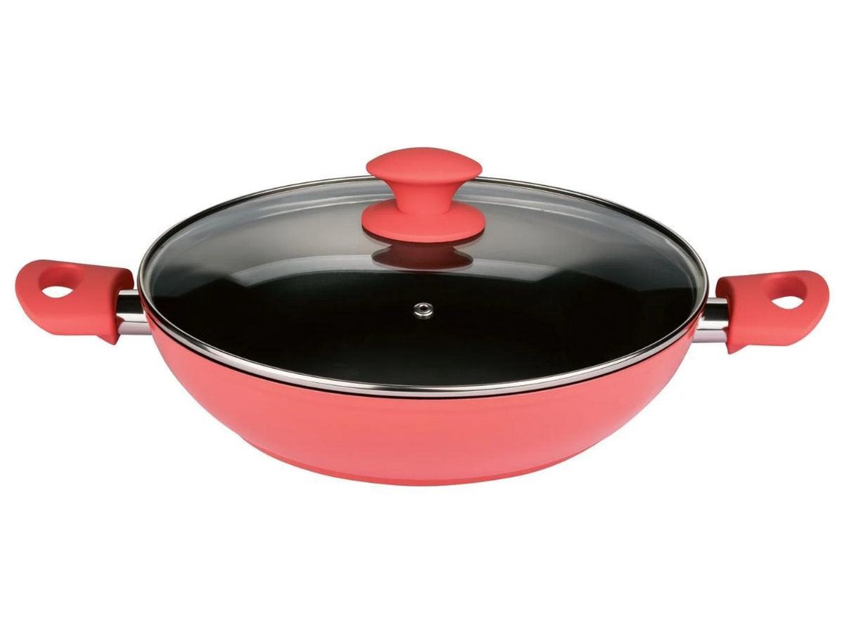 Ernesto Aluminium serveerpan Ø28 cm - Grote hapjespan met innovatieve ILAG® Ultimate HL anti-aanbaklaag met keramisch versterkte coating - Rood