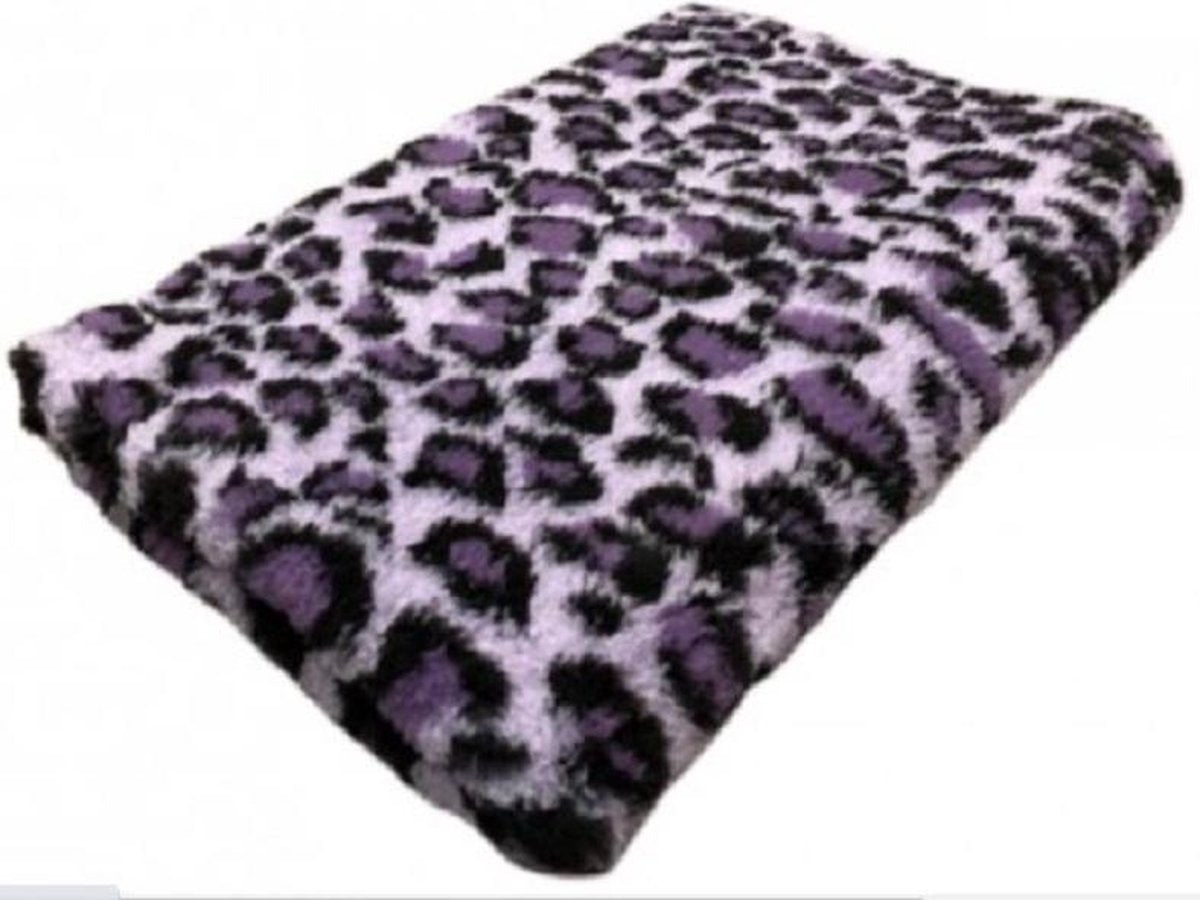 2 Stuks - Vetbed - Dierenmat - Dierenkleed - Puppykleed - Benchmat - Luipaard Paars - Latex Anti Slip 75 x 50 cm - Machine wasbaar