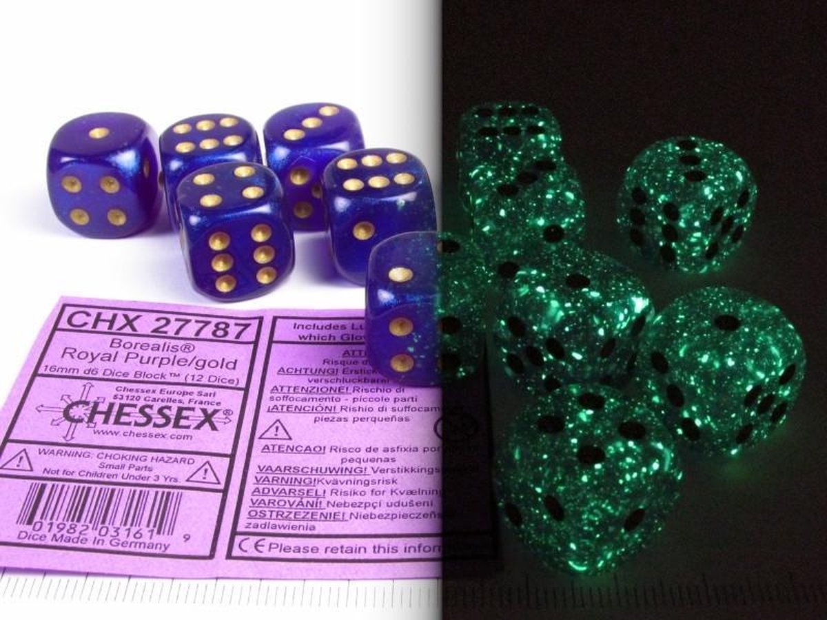 Set 12 6-zijdig Borealis Luminary Royal Purple w/gold