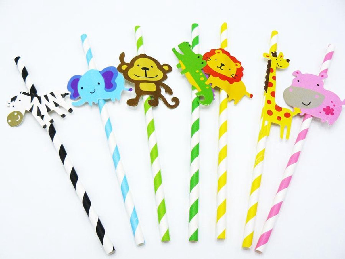 Doodadeals® | Dieren Papieren Rietjes | Animal Paper Straws | Feestje | 7 stuks