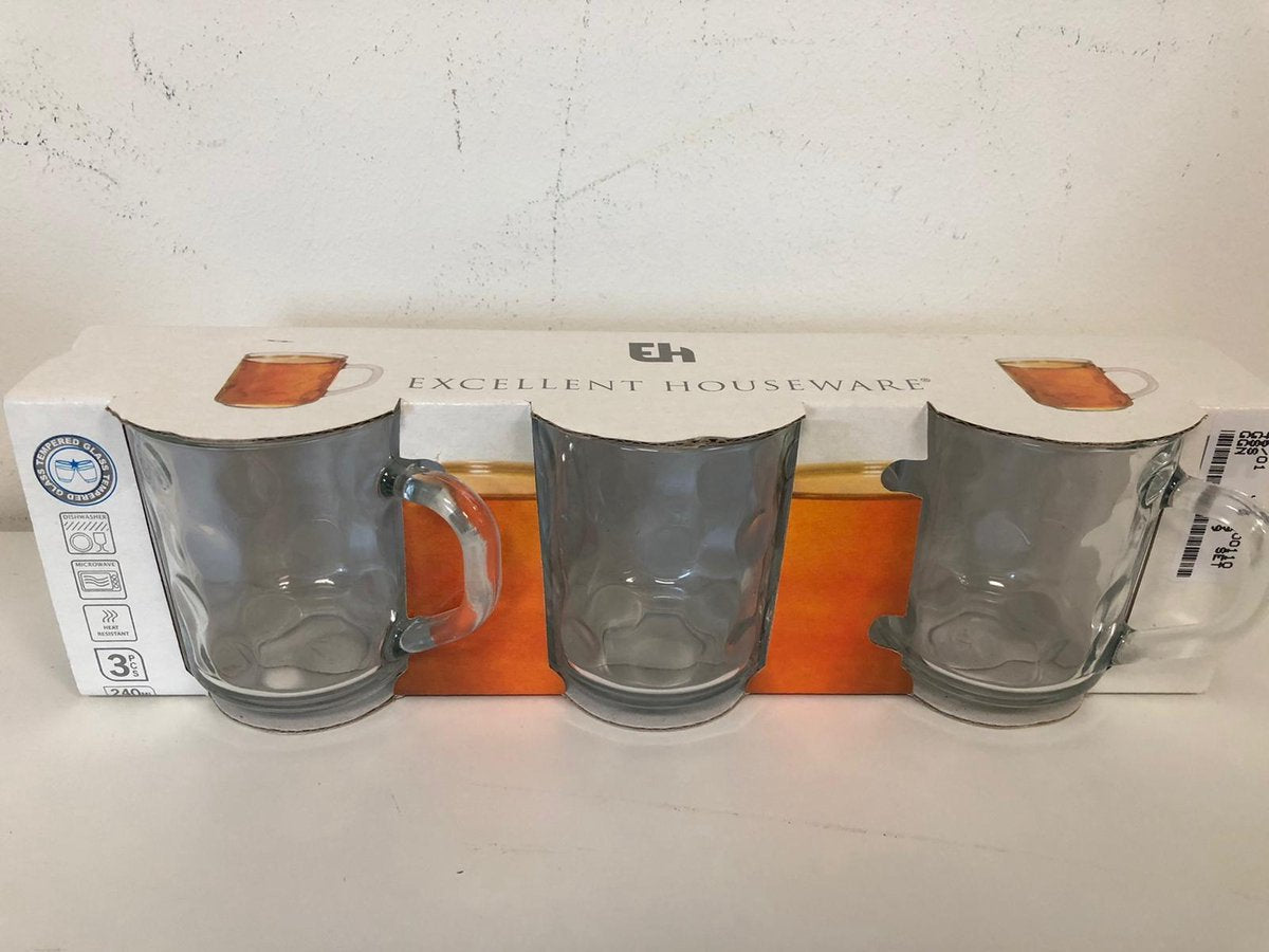 Set van 3 - theeglazen met bolletjes