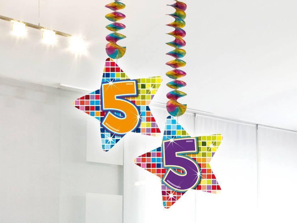 Spiraalversiering Birthday Blocks 5 jaar - 2 stuks