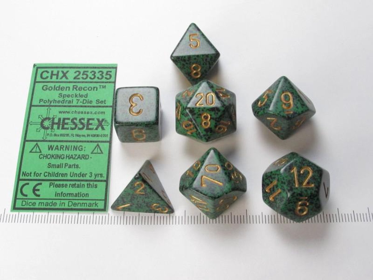 Polydice 7 Dobbelstenenset Golden Recon Speckled
