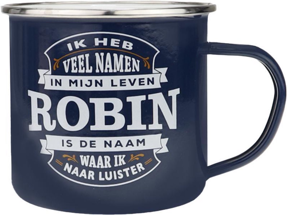 Mok - Top vent - Robin - Geëmailleerd - In cadeauverpakking