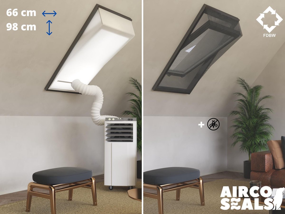 Raamafdichtingskit Mobiele Airco - Met Hor – 66 x 98 cm Velux FK04 Dakraam | Fakro/Optilight maatcode 03 - Airco Slang Afsluiten – Velux Tuimelvenster Oplossing - Dakraam Afdichting