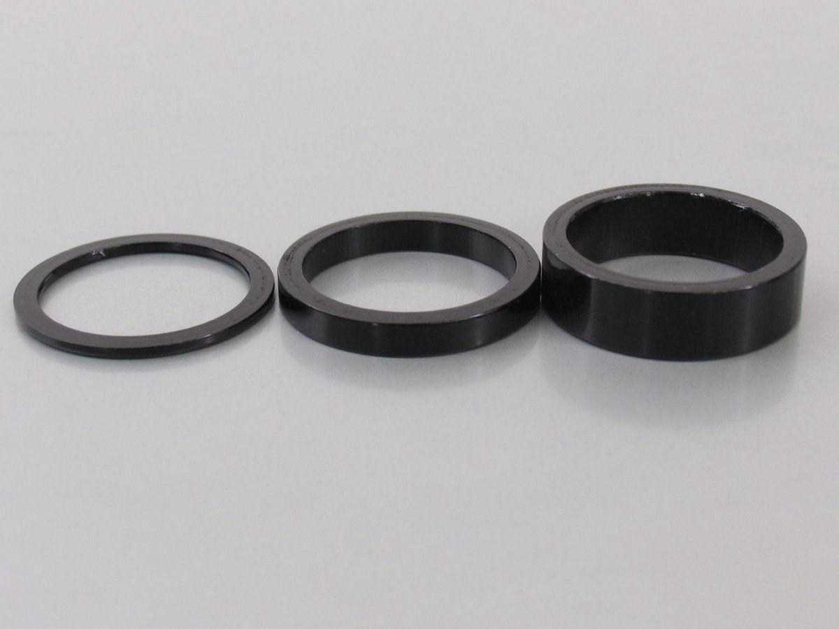 Balhoofd spacerset 1-1/8" (ø28.6) 3-delig 2/5/10mm Zwart